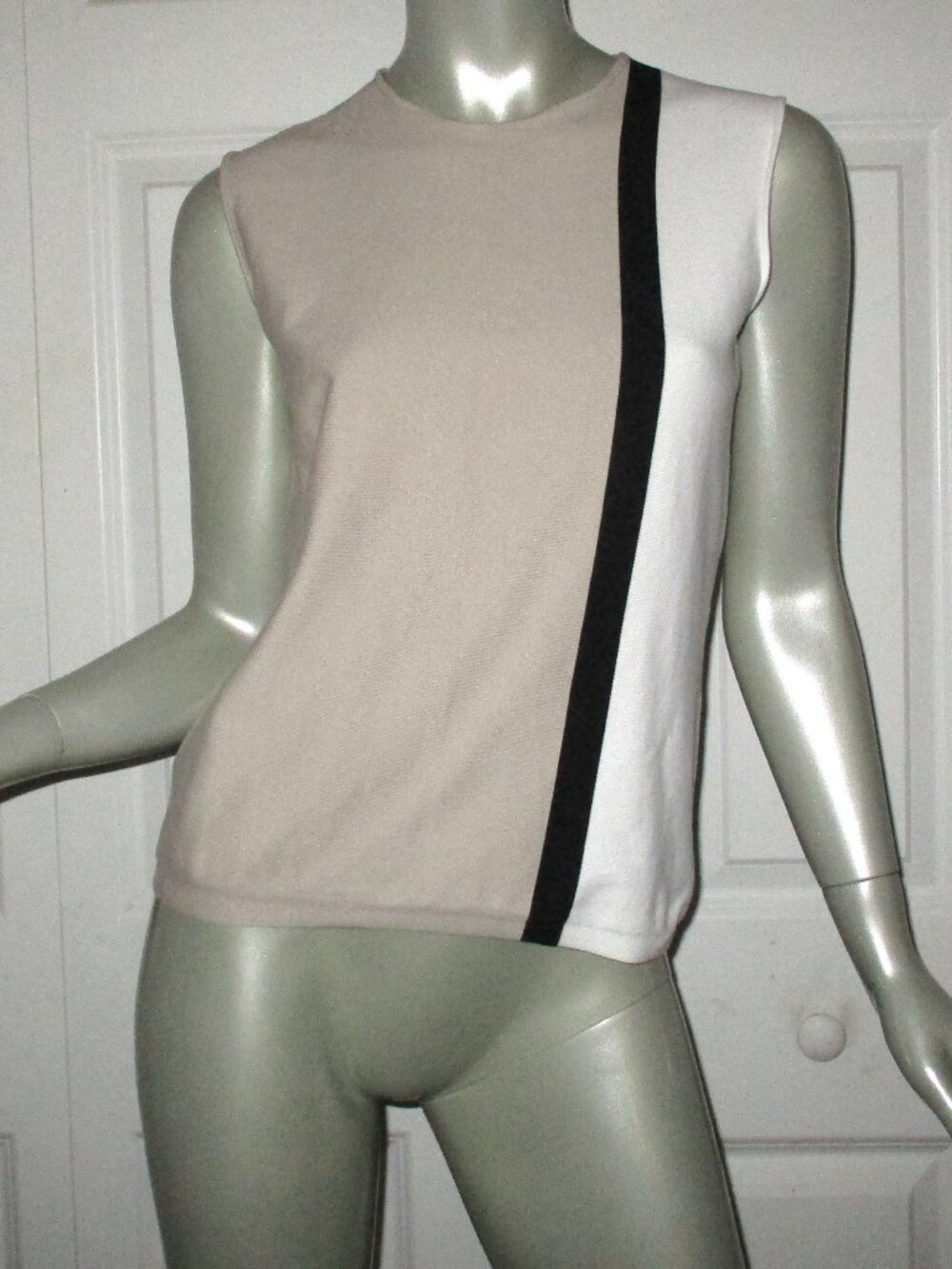 AKRIS PUNTO Tan Colorblock Sleeveless Sweater Size 16